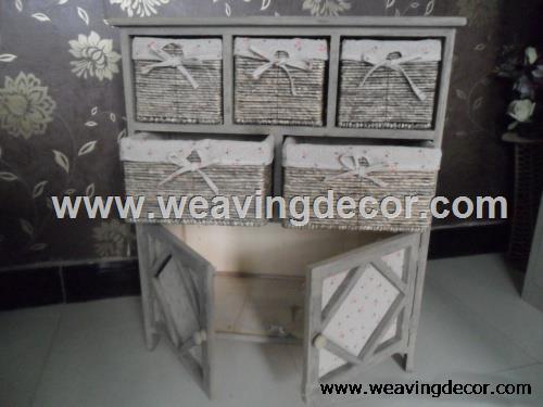 wooden storage cabinet wood cabinet with wicker baskets for home decor