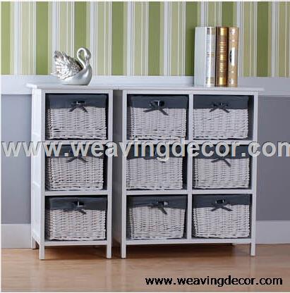 wooden storage cabinet wood cabinet with wicker baskets for home decor