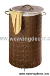 Bamboo collapsible laundry basket hamper