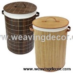Collapsible bamboo laundry basket hamper