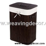 Collapsible bamboo laundry basket hamper